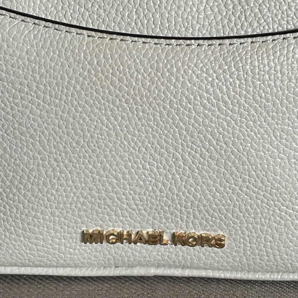 Michael Kors White Pebbled Leather Crossbody with Tassel